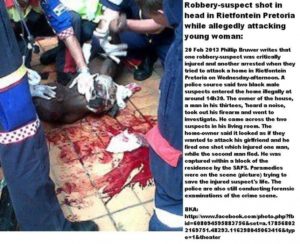 Rietfontein Homeowner Shoots Down Black Male Robber In Defence Of His Girlfriend