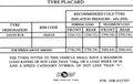 General Motors Holden HSV Tyre Placard