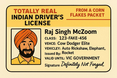 Indian driver’s truck license.